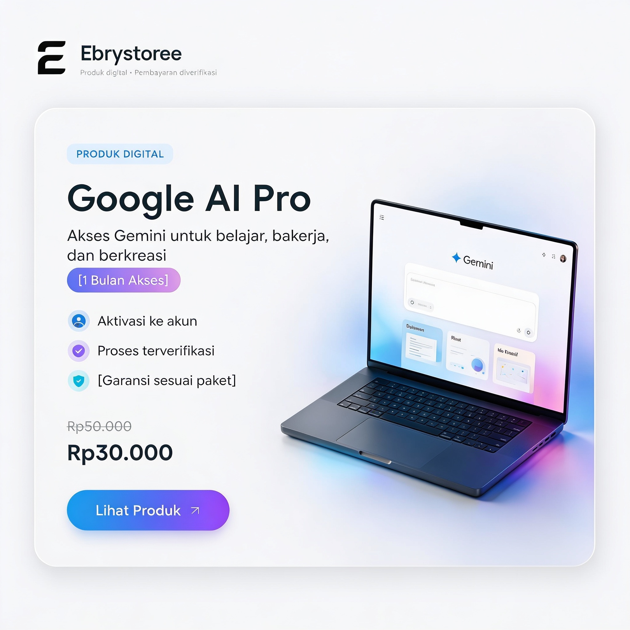 Pratinjau produk Google AI Pro Premium 1.5 Tahun